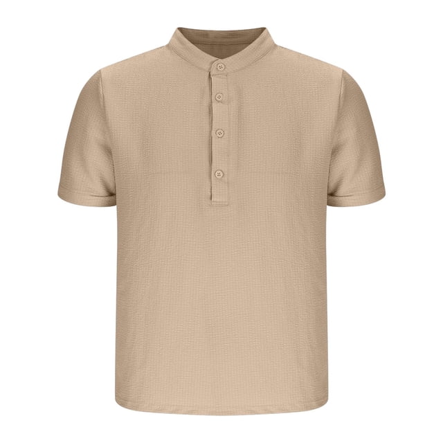 pstuiky camisetas para hombre, Camisa informal de manga corta con cuello alto, cómoda y lisa para hombre camisas casuales para hombre s