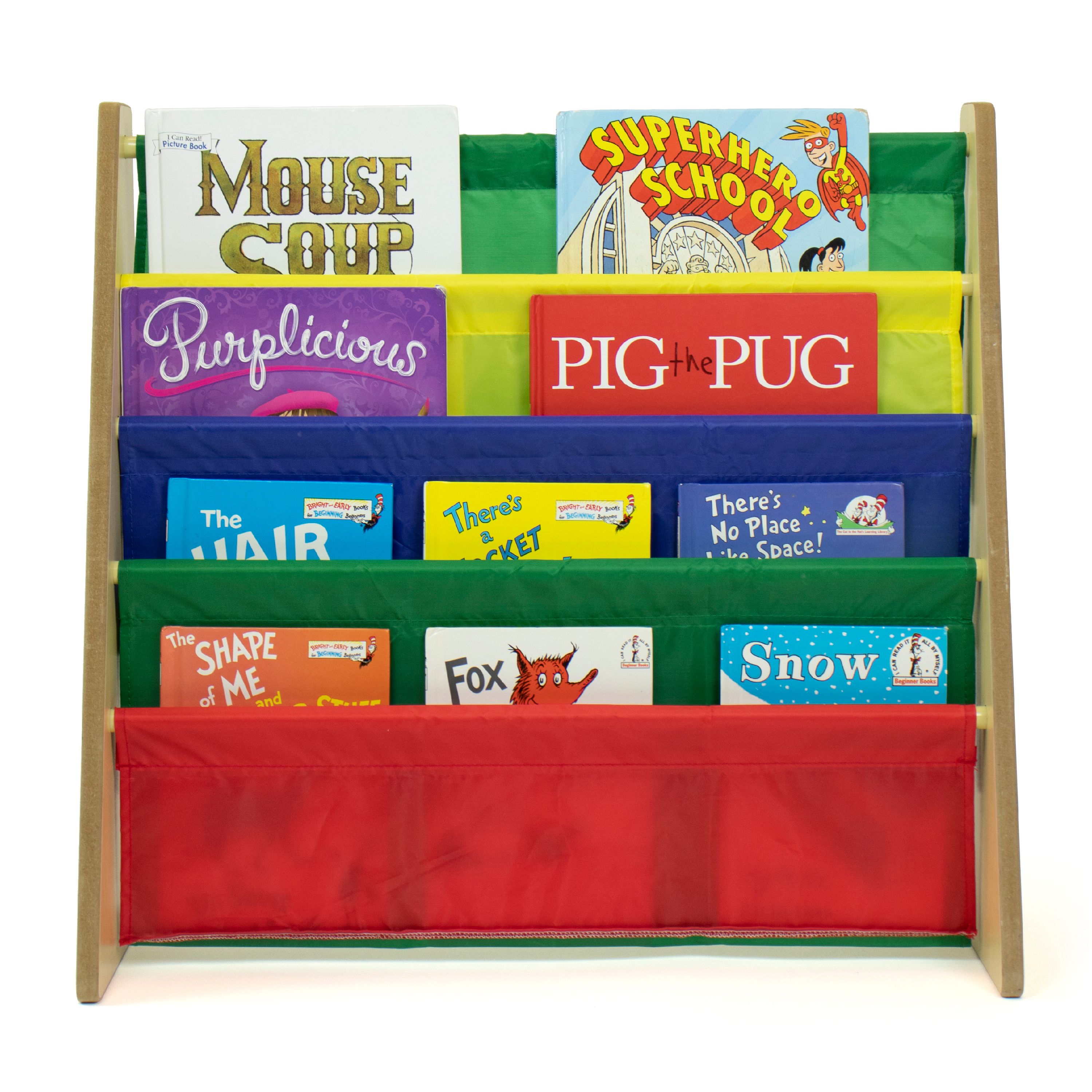 Humble Crew Kids Book Rack with Fabric Sling Sleeves, Brown - image 3 of 11