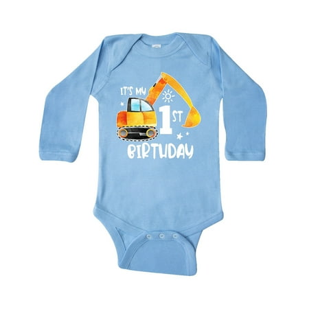 

Inktastic Construction Truck It s My 1st Birthday Gift Baby Boy or Baby Girl Long Sleeve Bodysuit