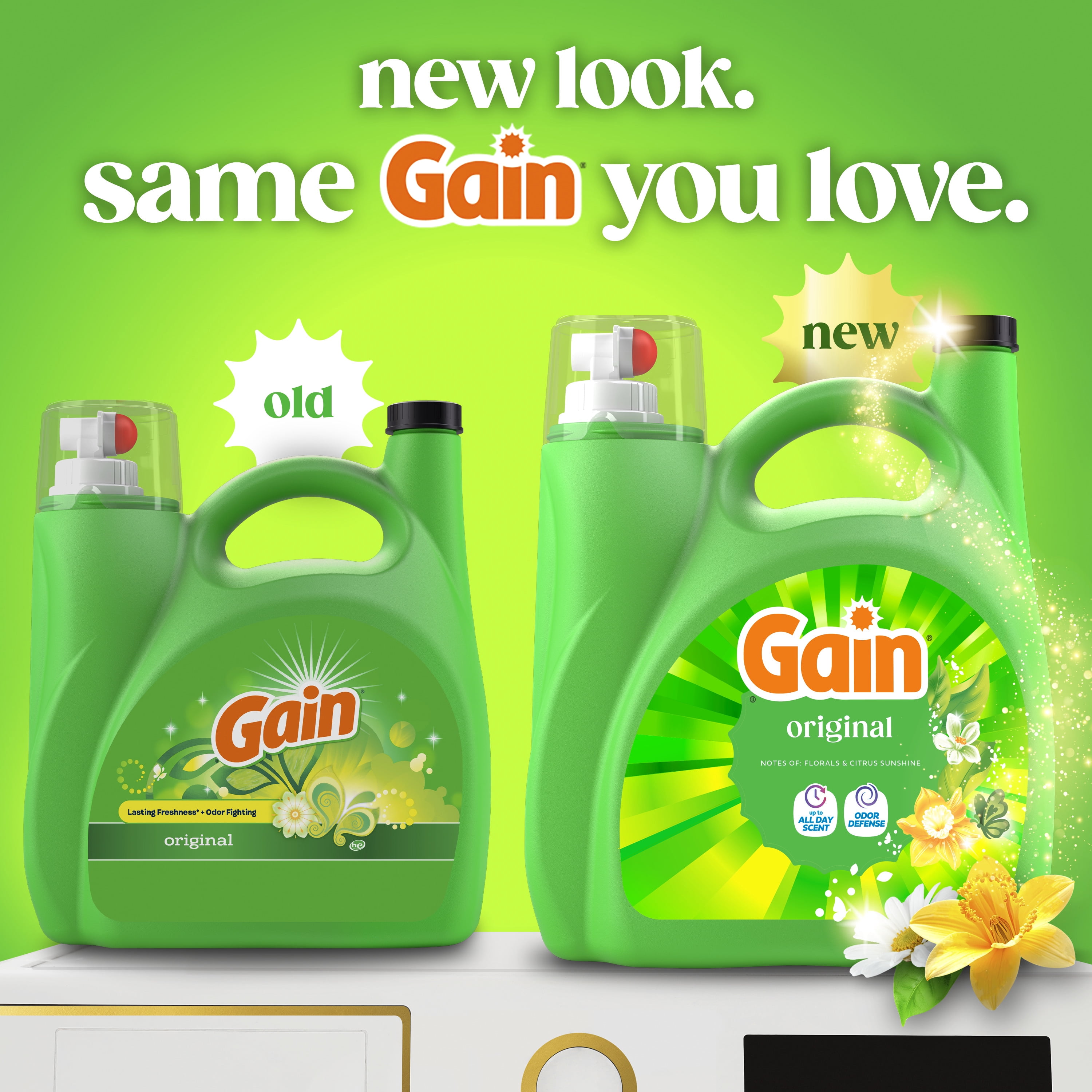 Gain Liquid Laundry Detergent, Now with Odor Defense, Original Scent, 177 fl oz, 134 Loads