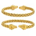thumbnail image 6 of HOOUN Stainless Steel Braided Bracelet Wolf Heads Cuff Bangle For Women Mens HIp-Hop-gold, 6 of 9