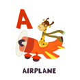 thumbnail image 1 of DAYCARE - Vinyl Kindergarten Educational Wall Decoration Letter A Alphabet Airplane & Giraffe Pilot Adhesive Child Care Wall Decal Sticker 24" x 30", 1 of 3