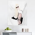 thumbnail image 1 of Fashion Tapestry, Blonde Model with Long Hair Wearing a Dress and Sunglasses Print, Fabric Wall Hanging Decor for Bedroom Living Room Dorm, 5 Sizes, Charcoal Grey Blush and Cream, by Ambesonne, 1 of 1