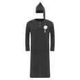 thumbnail image 3 of Zaldita Mens Middle East Pajama Sets Button Up Long Robe Sleeping Nightshirt with Hat Outfits Black L, 3 of 6