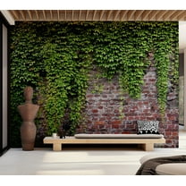 Surface Texture Wallpaper Wall Mural - Old Brick Wall With Ivy