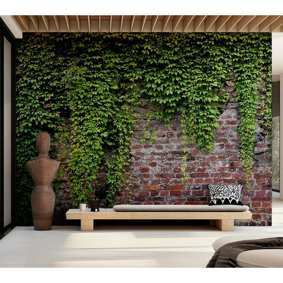Surface Texture Wallpaper Wall Mural - Old Brick Wall With Ivy