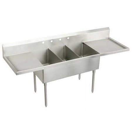 Elkay Wnsf8345lr3 Weldbilt Stainless Steel 93" Floor Mount Triple Bowl Food Service