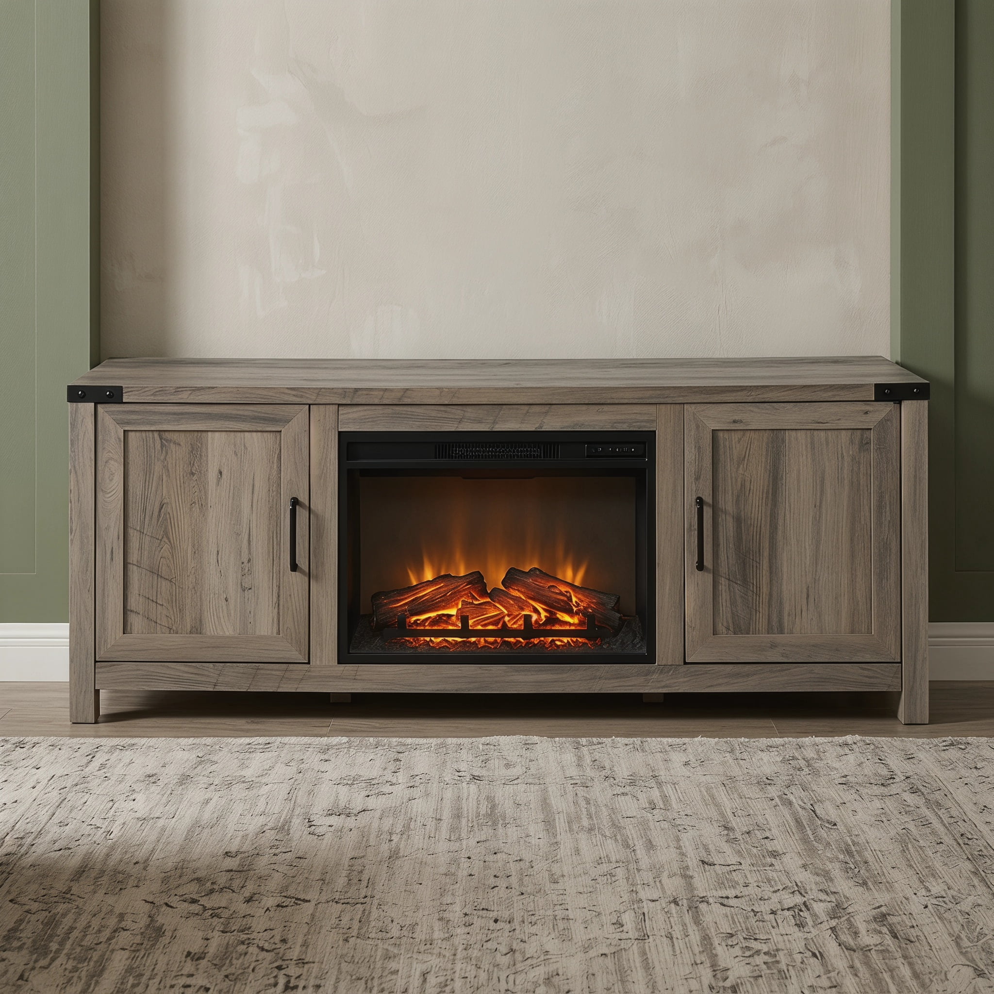 Kadyn TV Stand, TV Cabinet, Entertainment Center Console Table, Electric Fireplace TV Stand with Storage Cabinets for TVs up to 70 Inch (Not Included the Electric Fireplace)-Natural