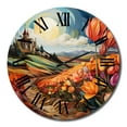 thumbnail image 2 of Designart "Orange Blue Netherlands Tulip Tapestry Rows" Landscapes Oversized Wall Clock, 2 of 5