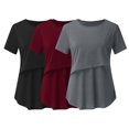thumbnail image 2 of Edvintorg Summer Maternity Clothes Women Nursing Shirt Solid Color Round Neck Short Sleeve Breastfeeding Blouse Camisetas De Embarazadas, 2 of 7
