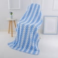 thumbnail image 3 of Blue and White Checkered Velvet Bath Towel - Large 70x140 cm Soft Absorbent Polyester Towel for Bath and Beach, 3 of 7