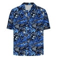 thumbnail image 3 of Chiccall Mens Plus Size Hawaiian Graphic Shirts Summer Short Sleeve Button Down Casual Tropical Beach Shirt Blue, 3 of 5