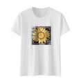 thumbnail image 4 of USSUMA Summer Tops for Women Trendy Cute Juniors Graphic Blouse Tunic Loose Fit Sunflower Print Womens Tops Casual Crewneck Short Sleeve Shirts for Women Dressy Casual, 4 of 7
