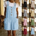 thumbnail image 6 of Purcolt Short Overalls for Women Summer Casual Square Neck Adjustable Strap Button Down Baggy Bib Jumpsuit Comfort Loose Fit Wide Leg Romper With Pockets, 6 of 6