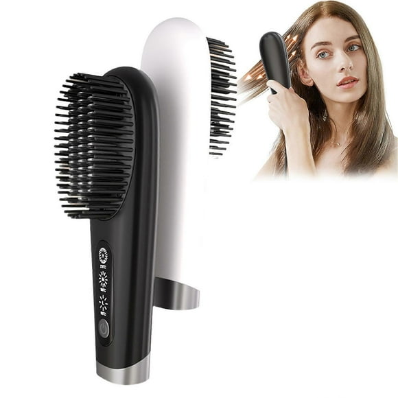 Cordless Heating Hair Straightener Curling Comb Professional Fast Heated Hair Straightener Curler for Women and Men Hair