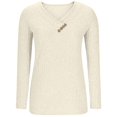 thumbnail image 3 of Women's Sweater Long Sleeve Shirt V Neck Button Top Autumn Fashion Winter Clothing, 3 of 9
