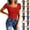 Red #19, variant on WULMLEO Short Sleeve Shirts for Women Crop Scoop Neck Slim Fitted Basic Shirt Solid Oversized Ribbed Knit Casual T-Shirt Red L
