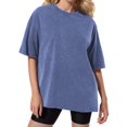 thumbnail image 2 of vigerkar Oversized Vintage t Shirts for Women Short Sleeve Cotton Casual Baggy Tees Trendy Crew Neck Loose Tops 2025 Blue, XL, 2 of 6