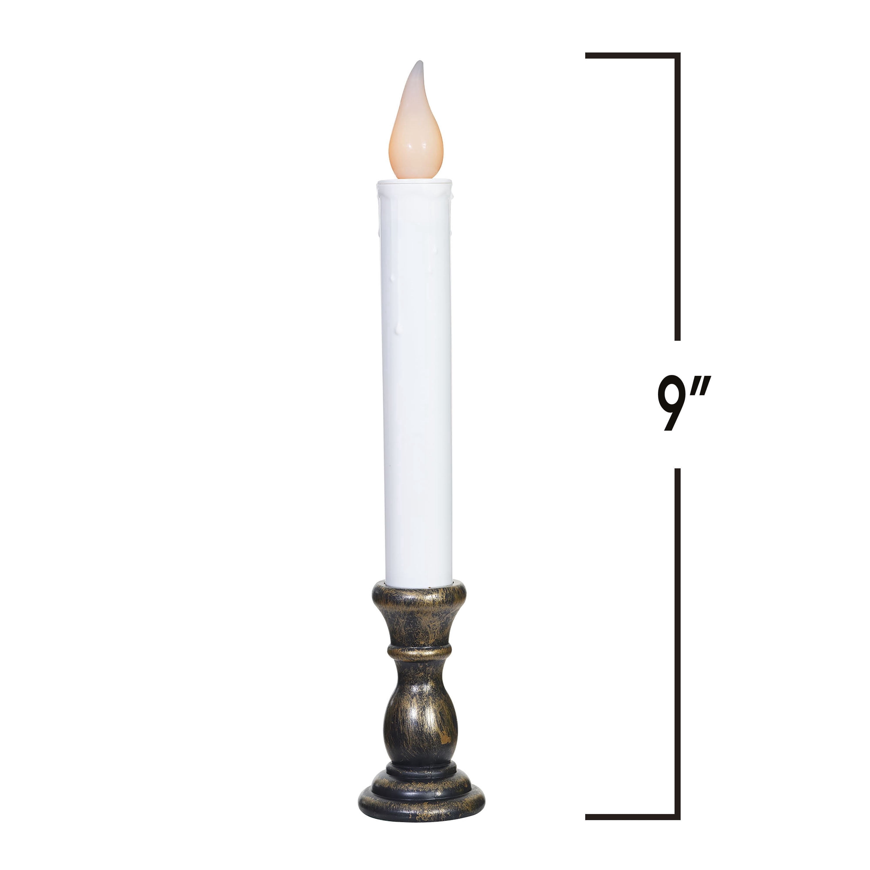 Indoor Battery-Operated LED Flameless Christmas Taper Candle Lamps, Yellow, 9.5", 2 Count, by Holiday Time