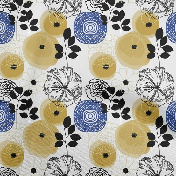 oneOone Cotton Poplin White Fabric Watercolor Floral Dress Material Fabric Print Fabric By The Yard 56 Inch Wide-aC