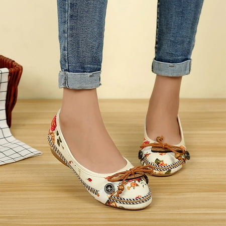 eczipvz Casual Shoes for Women Women Slip-on Platform Loafers Casual Comfortable Loafer Shoes White
