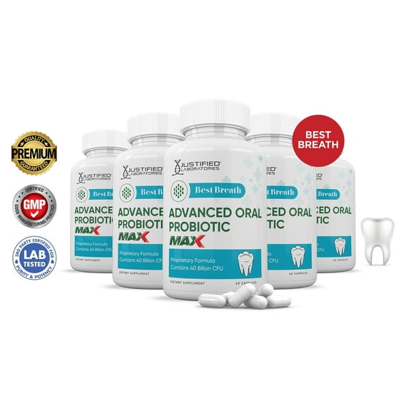 (5 Pack) Best Breath Max 40 Billion CFU Probiotic Oral Support 300 Capsules