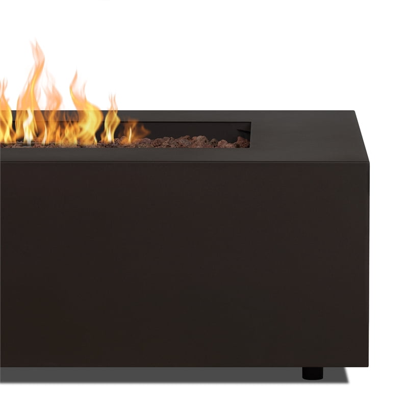 Real Flame Aegean 70-inch Rectangle Steel Propane or Natural Gas Fire Pit Table in Dark Bronze