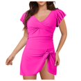 thumbnail image 3 of Huesdet Women's One Piece Swimsuit Ruched Tummy Control Bathing Suits Vintage Retro Push Up Swimwear[Hot Pink,M], 3 of 7
