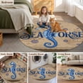 thumbnail image 5 of Vintage Seahorse Round Area Rug 3Ft Washable Small Circle Rugs for Kitchen Entryway, Brown Nautical Anchor Bubbles Coastal Non-Slip Carpet Floor Mats Indoor Outdoor Carpet Runner Aesthetic Home Decor, 5 of 8