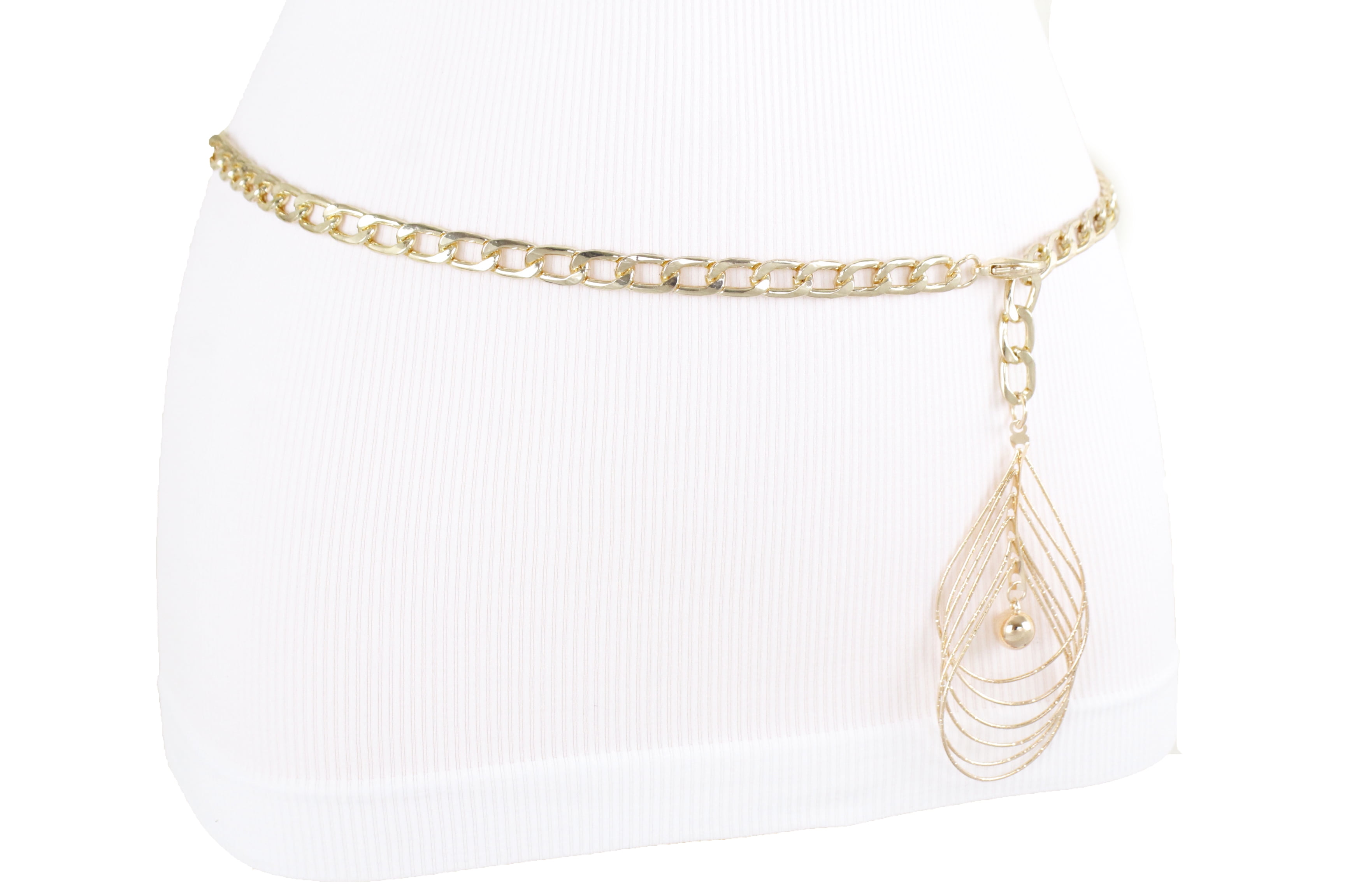 TFJ Women Fashion Belt Gold Metal Chain Narrow Waistband Classic Look XS S M TFJ Women Fashion Belt Gold Metal Chain Narrow Waistband Classic Look XS S M