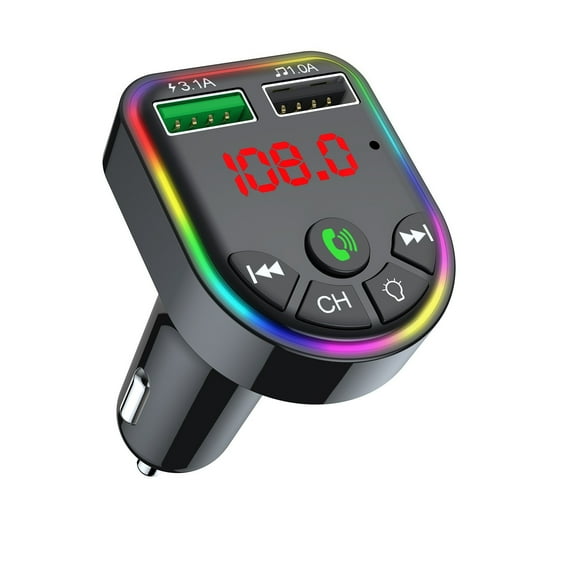 In Car Bluetooth FM Transmitter MP3 Wireless Colorful Lamp Adapter Car USB Charger