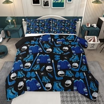 jejeloiu Hockey Sport Theme Bedding Comforter Set,Ball Helmet Twin Comforter Sets,Ice Hockey Game Bedding Set For Boys Girls,Super Cozy Room Decor Reversible,2 Pieces
