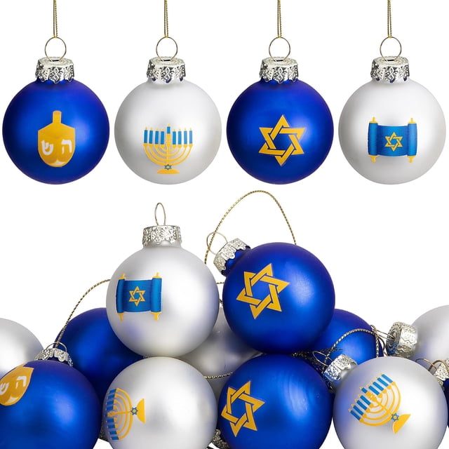 Adornos de bolas de cristal de Janucá LFUTARI con forma de estrella de David, 12 unidades