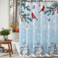 thumbnail image 2 of Christmas Shower Curtain, 66" x 72", Tree Snowman Winter Snowflakes Sky Blue Waterproof Bathroom Curtain Washable Shower Curtain Set with 12 Hooks, 2 of 6