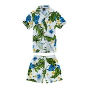 Hawaii Hangover Boy Flower White Shirt and Shorts Cabana set Size 4