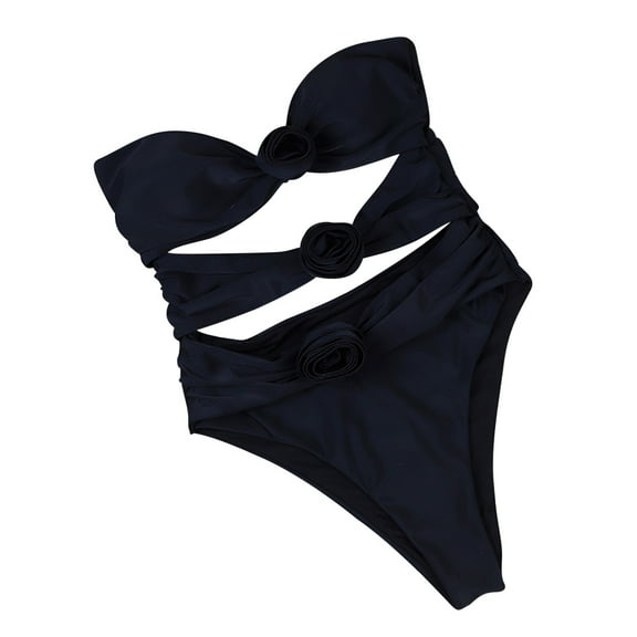 UTSJKR 3D Flower One Piece Swimsuit for Women Fashion Lightweight Tummy Control 3D Floral Bathing Suit Swimwear Black L