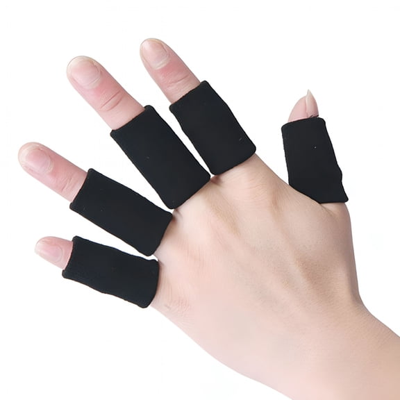 XIRQI 10Pcs Athletics Stretchy Finger Protector Sleeves Thumb Brace Support Arthritis Sports Aid for Basketball, Tennis, Baseball, Volleyball, Badminton (Black)