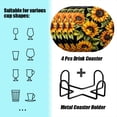 thumbnail image 2 of BaHomeck Drink Coasters Set of 4 with Holder sunflowers with yellow petals and green leaves Water Absorbent Ceramic Coasters Tabletop Protection,Suitable for Various Cup ,Home Decor, 2 of 4