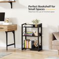 thumbnail image 3 of Book Shelf Small Bookshelf Wood Bookcase Industrial Bookshelf with Edge Protection Metal Narrow Bookcase Storage Organizer Display Rack for Bedroom Home Office (Rustic ), 3 of 6