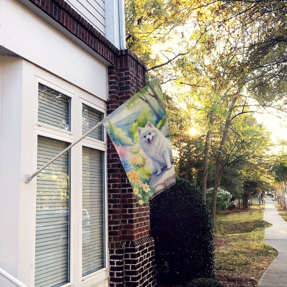 American Eskimo Spring Garden House Flag 28 in x 40 in