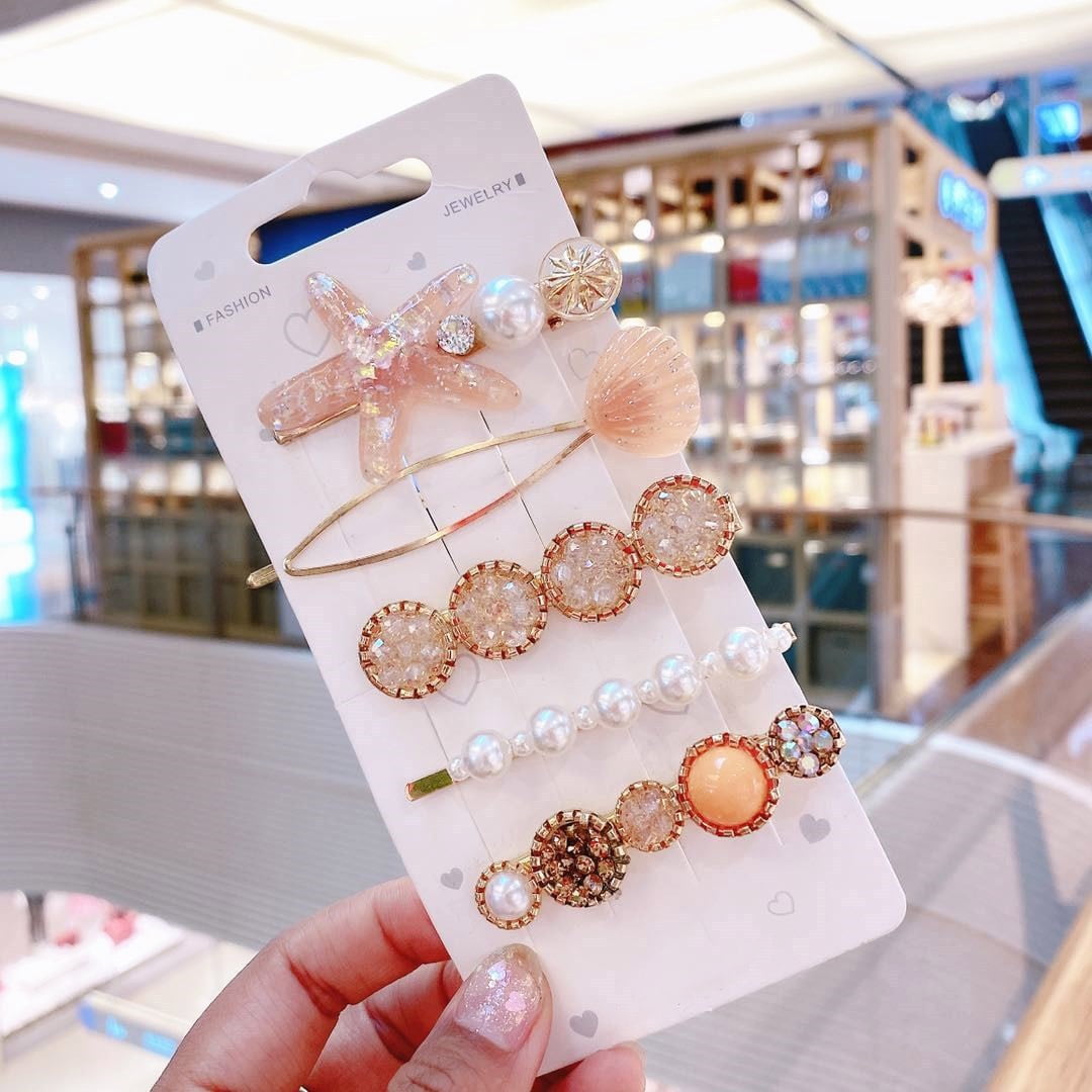 Hair Clips for Women Macaroon Pearl Crystal AcrylicHair Clips Set Elegant Hair Barrettes Bobby Pins for Styling Decorative Hair Accessories for Wedding PartyChampagne starfish Walmart