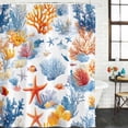 thumbnail image 2 of Red Blue Coastal Bathroom Shower Curtains with 12 Hooks Polyester Waterproof Shower Curtain for Stalls and Bathtubs Starfish Coral Summer Beach Ocean Decorative Bathroom Privacy Curtain 36x78 Inches, 2 of 8