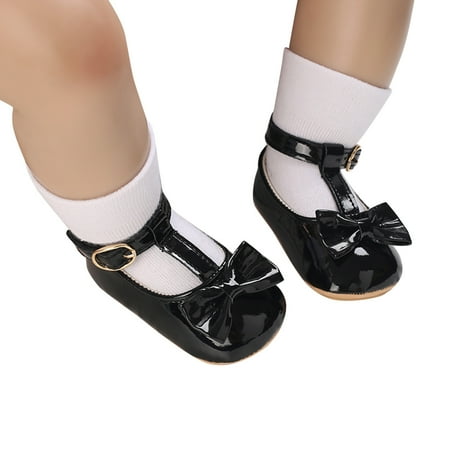 

Toddler Shoes Kids Girls Soild Bowknot Princress Shoes Soft Sole The Floor Barefoot Non Slip First Walkers Prewalker Shoes