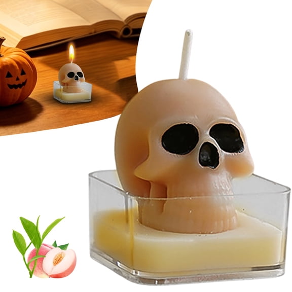 Halloween 1 Pcs Scented Candle Goth Skull Glow Wax Candle With Creepy Long Burning Aromatherapy For Home Decor – Perfect For Halloween Fall Table Centerpiece And Holiday Decoration
