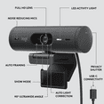 thumbnail image 4 of Logitech Brio 505 Full HD Webcam with Auto Light Correction, Auto-Framing, Show Mode, Dual Noise Reduction Mics, Privacy Shutter, Works with Microsoft Teams, Zoom, Google Meet, 4 of 7