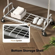 HOKEEPER Heavy Duty 450 lbs Capacity Clothing Rack with Shelves, Garment Rack, Adjustable Rolling Commercial Grade Clothes Rack (45.66-70.86 Length, 64-68 Height) with Storage Shelf Silver