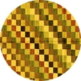 thumbnail image 1 of Ahgly Company Indoor Round Checkered Yellow Modern Area Rugs, 5' Round, 1 of 4