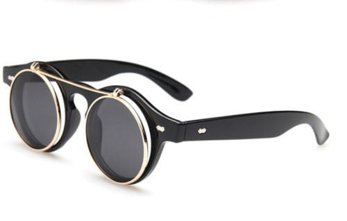 Fashion Retro Vintage Gothic Round Flip Up Sunglasses Steampunk Glasses New S/&K