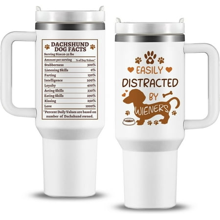 

Dachshund Gifts for Women Gifts for Dachshund Dog Lovers Tumbler with Handle and Straw Lid 40oz Best Birthday Gifts for Dog Owner/Mom Mug Wiener Dog Gift for Dachshund Dog Facts Cup