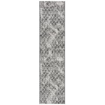 SAFAVIEH Courtyard Kerry Geometric Indoor/Outdoor Runner Rug, Black/Grey, 2'2" x 9'